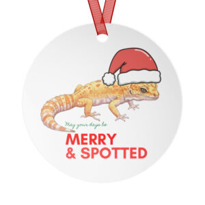 Merry and Spotted Leopard Gecko Ceramic Ornament